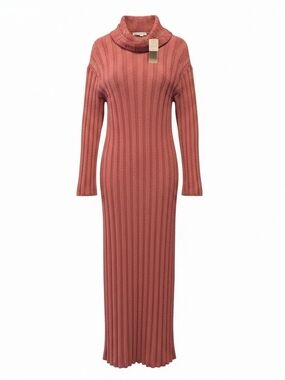 Free People Ribbed Turtleneck Maxi Dress - Dusty Rose
